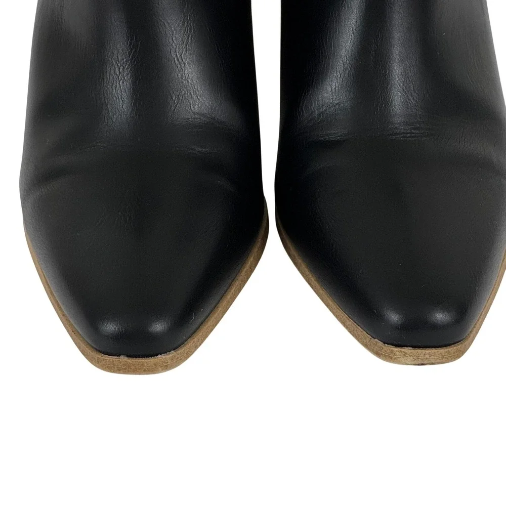 JustFab Black‎ Ankle Boots Clean Girl Minimalist Modern Chic Block Heel Size 8